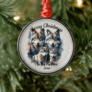 Ornamento De Metal Pais do Lobo de Natal Datas