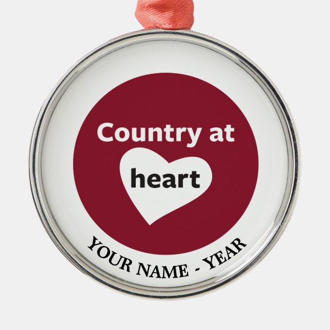 Ornamento De Metal País no coração (Frente)