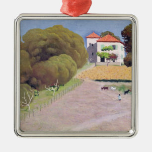Ornamento De Metal Paisagem, a casa com o Telhado vermelho, 1924