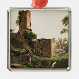 Ornamento De Metal Paisagem com Ruínas (Edifício Arruinado Antigo)