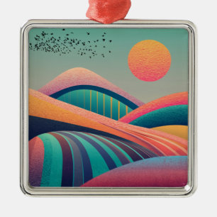 Ornamento De Metal Paisagem de Colinas do Caleidoscópio