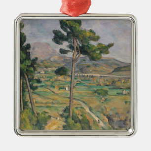 Ornamento De Metal Paisagem de Paul Cezanne   com viaduto