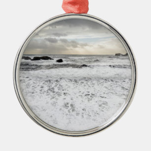 Ornamento De Metal Paisagem marinha oceânica espumosa pálida, Islândi