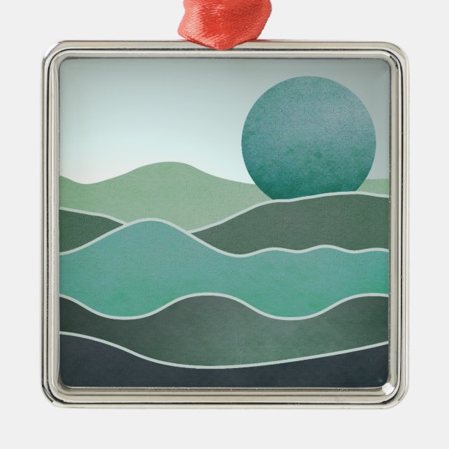 Ornamento De Metal Paisagem Mundial Turquesa (Frente)