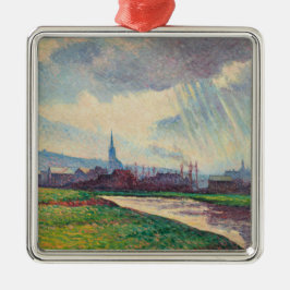 Ornamento De Metal Paisagem rural com rio (por Maximilien Luce)