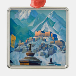 Ornamento De Metal Paisagem tibetana nos Picos da Montanha Himalaia