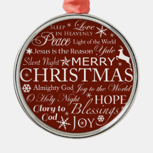 Ornamento De Metal Palavras de Natal em Tipografia