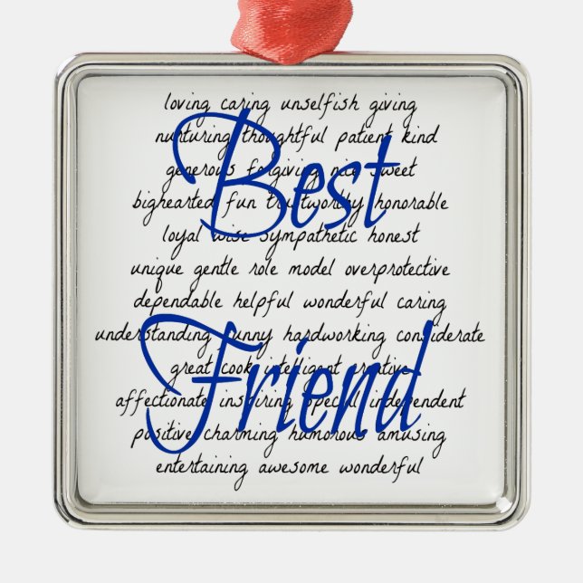 Ornamento De Metal Palavras para melhor amigo masculino (Frente)