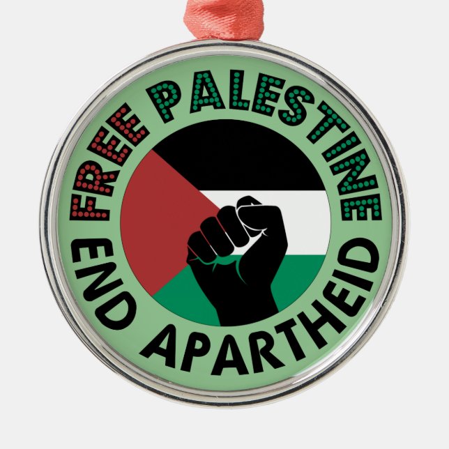 Ornamento De Metal Palestina Livre Termina Apartheid Bandeira Palesti (Frente)
