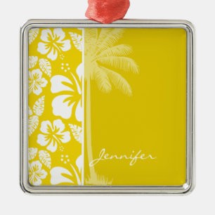 Ornamento De Metal Palma Tropical ouro Amarela do Havaí