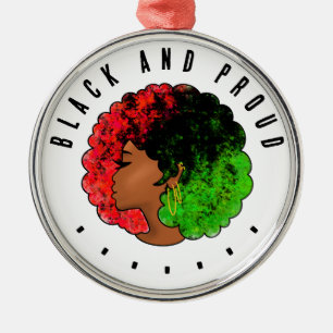 Ornamento De Metal Pan-africana menina mulher negra verde vermelho or