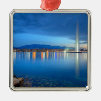 Ornamento De Metal Panorama de Genebra com fonte famosa, suiça,