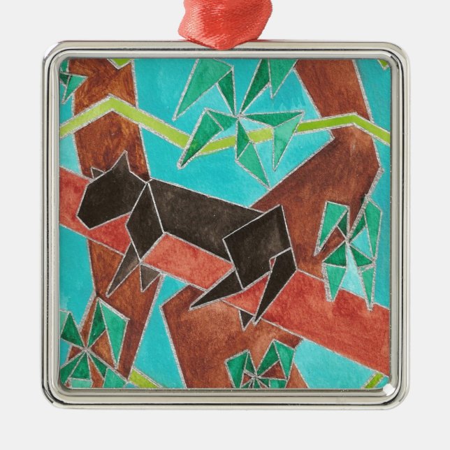Ornamento De Metal Pantera da Selva Arte Abstrata Original (Frente)
