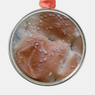 Ornamento De Metal Pão de grão na prateleira de madeira, Comida saudá