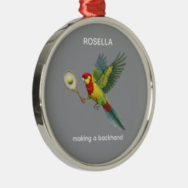 Ornamento De Metal Papagaio Rosella Jogando Tênis