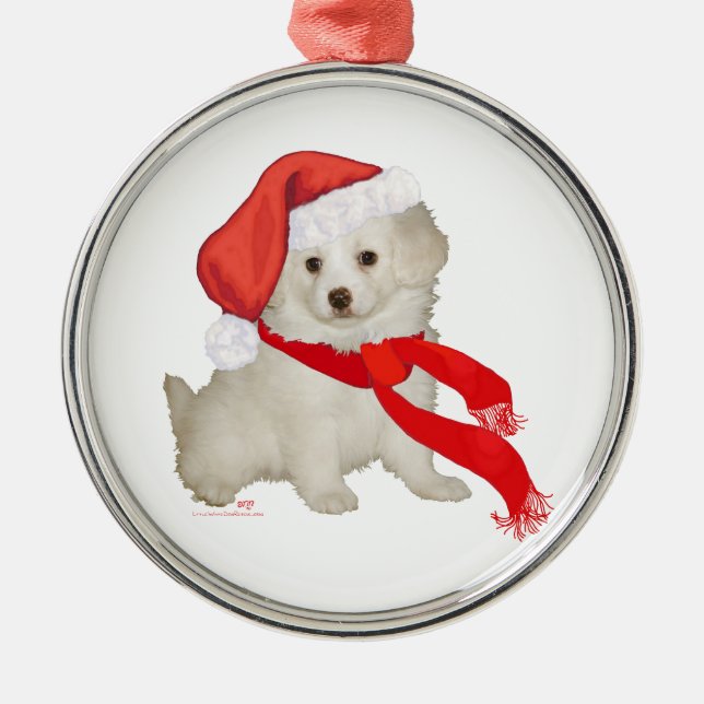 Ornamento De Metal Papai noel Auxiliar Puppy Poodle / Bichon Mix (Frente)