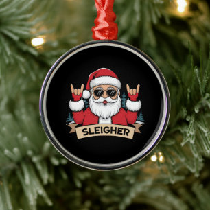 Ornamento De Metal Papai Noel de Rock de Natal