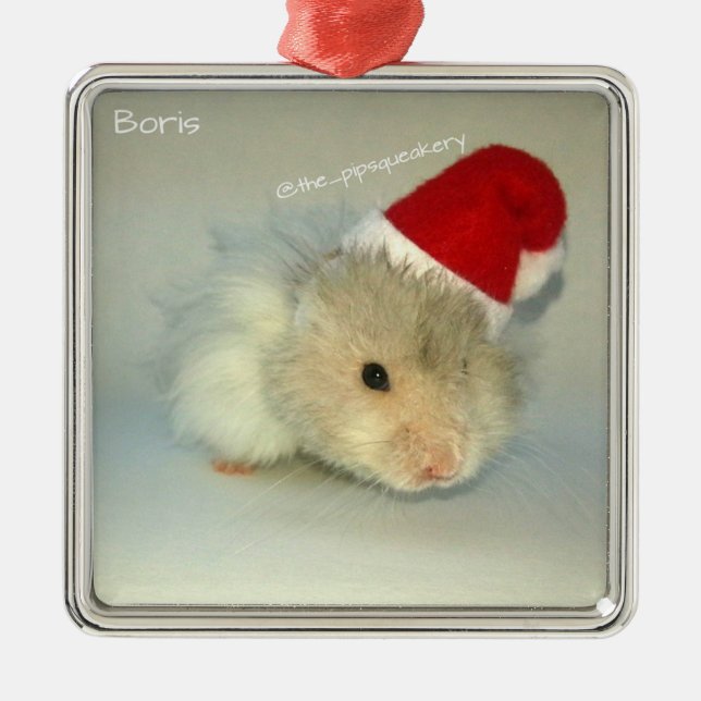 Ornamento De Metal Papai noel do hamster! (Frente)