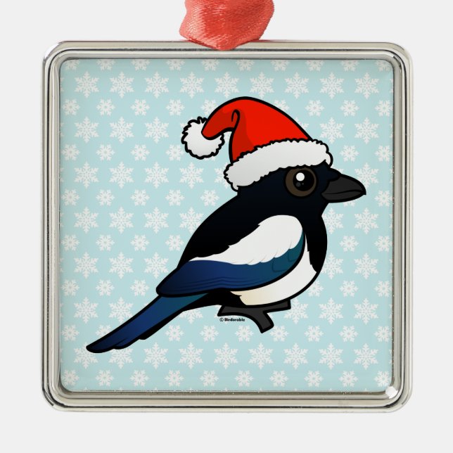 Ornamento De Metal Papai noel do Magpie (Frente)