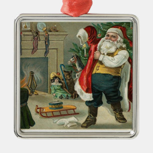 Ornamento De Metal Papai noel do vintage que pôr sobre seu terno