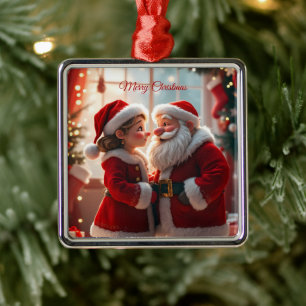 Ornamento De Metal Papai Noel e a Sra. Claus celebram o Natal, divers