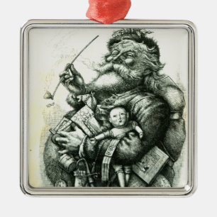 Ornamento De Metal Papai Noel idoso alegre