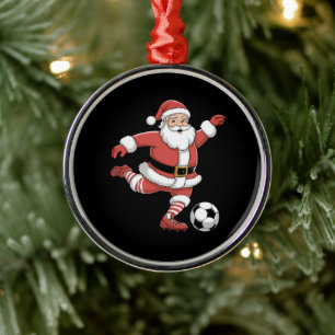 Ornamento De Metal Papai Noel Jogando Futebol Natal Esportes