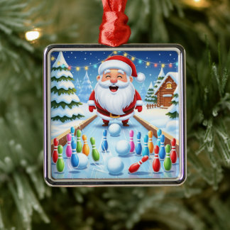 Ornamento De Metal Papai Noel Marcante na Pista de Boliche da Cana de