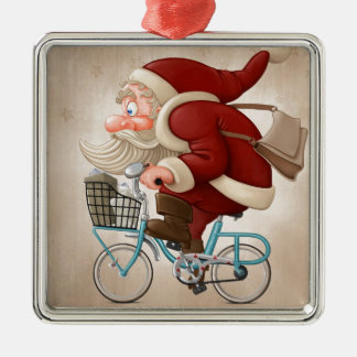 Ornamento De Metal Papai Noel monta a bicicleta