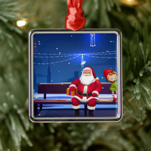 Ornamento De Metal Papai Noel no parque