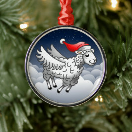 Ornamento De Metal Papai Noel Ovelha de Natal Voadora