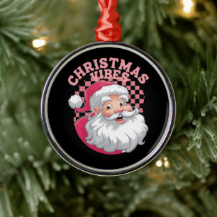 Ornamento De Metal Papai Noel Rosa Vintage Retro Natal