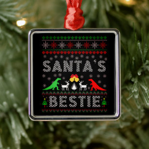 Ornamento De Metal Papais noeis Bestie Dino Winter Christmas Ugly Swe