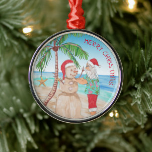 Ornamento De Metal Papais noeis construindo Sandy Snowman Snowbird Na