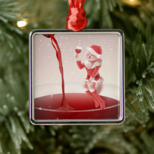Ornamento De Metal Papais noeis De Vinho Vermelho