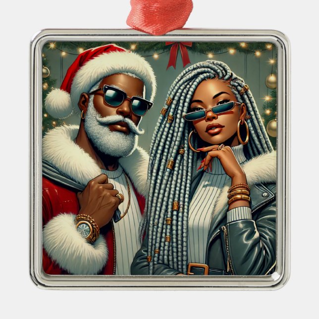 Ornamento De Metal Papais noeis do Festivo (Frente)