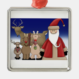 Ornamento De Metal Papais noeis e seu veado