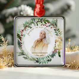 Ornamento De Metal Para sempre em nossos corações | Memorial de Fotog