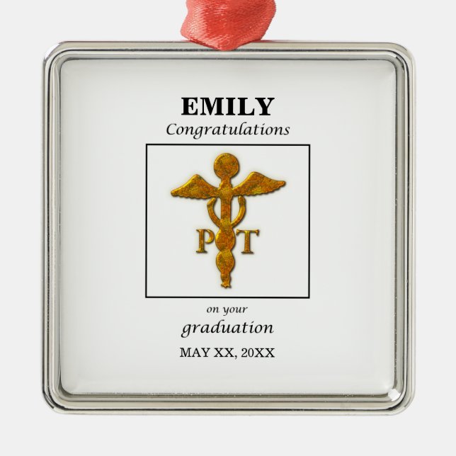 Ornamento De Metal Parabéns de Graduação de Terapia Física (Frente)