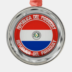 Ornamento De Metal Paraguai Round Emblem