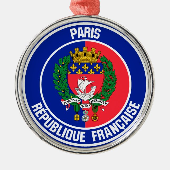 Ornamento De Metal Paris Round Emblem (Frente)