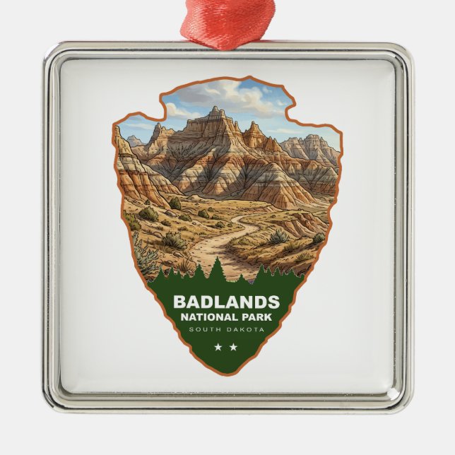 Ornamento De Metal Parque Nacional Badlands Arrowhead (Frente)