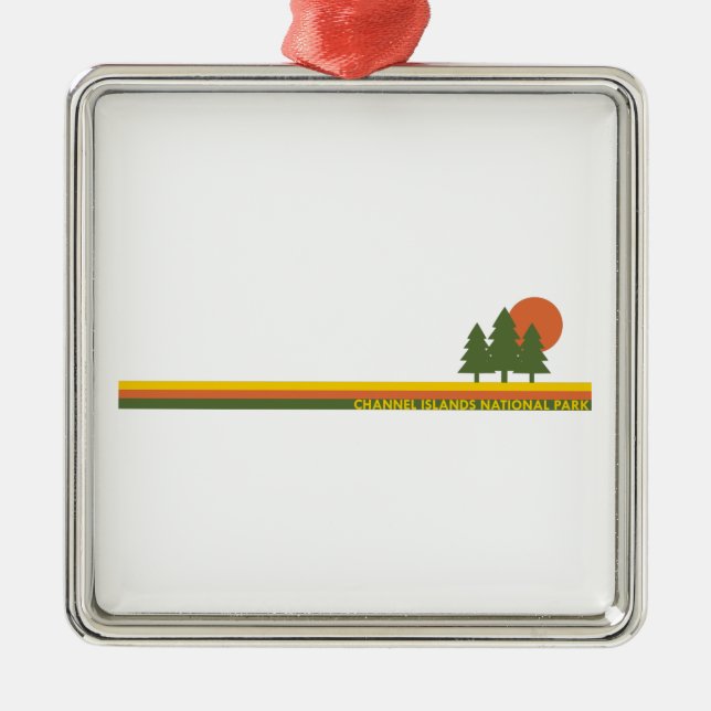 Ornamento De Metal Parque Nacional das Ilhas do Canal Pine Trees Sun (Frente)