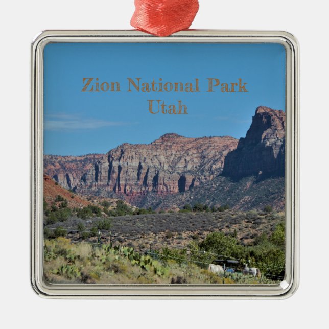 Ornamento De Metal Parque Nacional de Mountain Zion (Frente)