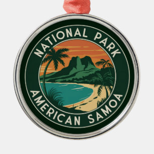 Ornamento De Metal Parque Nacional do Americano Samoa Round Emblem