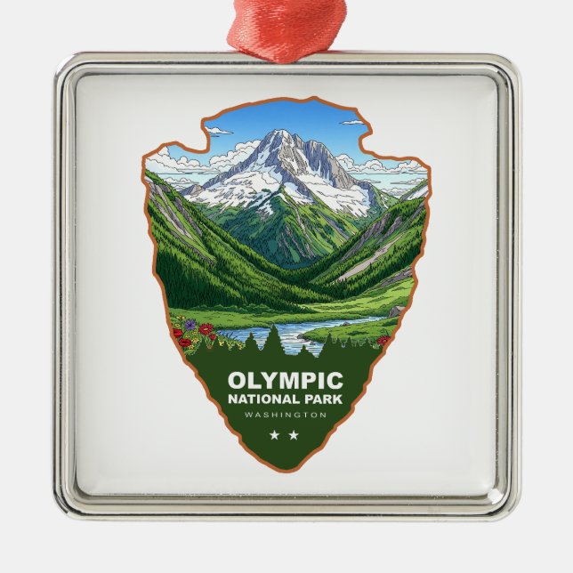 Ornamento De Metal Parque Nacional Olympic Washington Arrowhead (Frente)