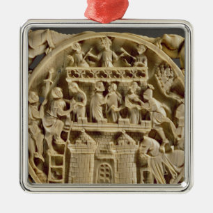 Ornamento De Metal Parte traseira do marfim de um espelho que