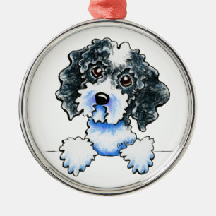 Ornamento De Metal Parti preto Cockapoo alinhado