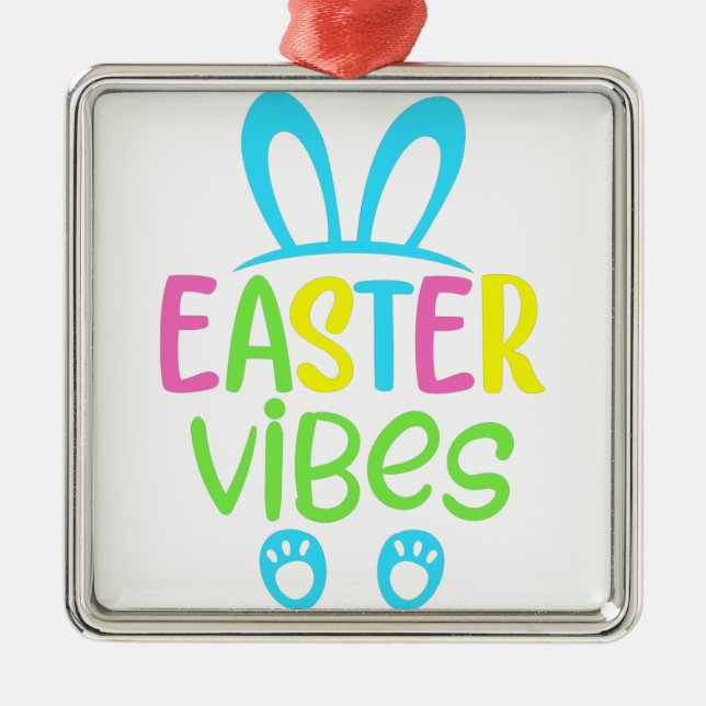 Ornamento De Metal Páscoa Vibes Pastel (Frente)