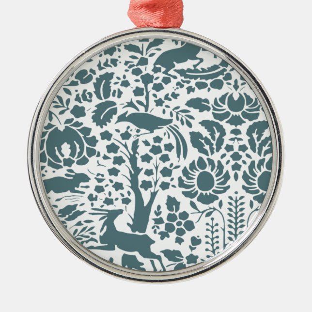 Ornamento De Metal Pássaro, cervo, padrão de pessoas de árvores (Frente)